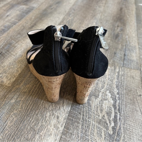 Charles David Black Wedges with Tan Cork Heel - Picture 3 of 6